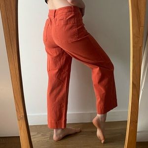 Madewell Orange Slim Wide Leg Crop Pants Size 28